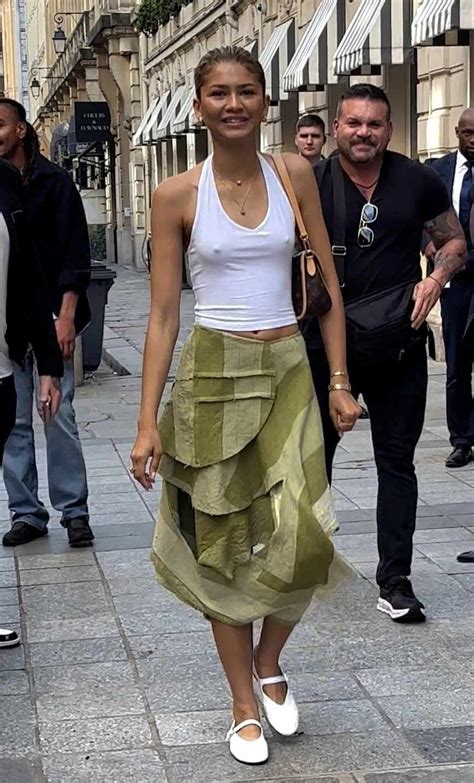 zendaya boobs|Zendaya Went Braless in a Halter Top at the Paris Olympics